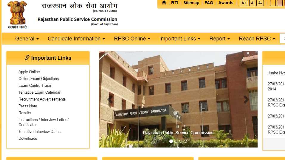 Rajasthan RPSC 1200 Head Masters Posts Apply at rpsc.rajasthan.gov.in. The Rajasthan Public Service Commission (RPSC) has invited applications for 1200 Headmaster (Secondary Education) vacancies. Eligible candidates can apply in online through the official website rpsc.rajasthan.gov.in from 09th April to 08th May 2018.