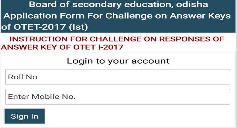 OTET 2017 Answer Key Challenge Application for Paper 1 and 2 Opened BSE Portal @ bseodisha.ac.in