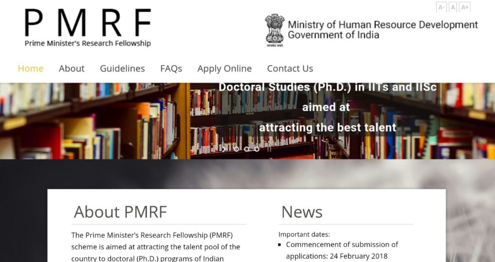 Prime Minister's Research Fellow PMRF 2018 Online Application Opened at pmrf.in