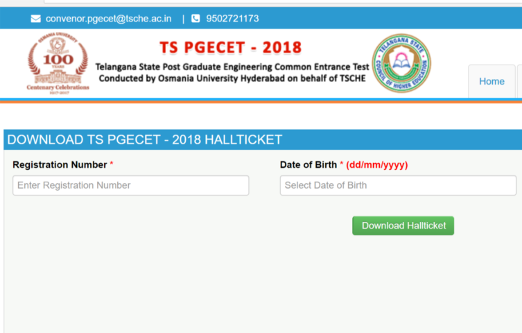 TS PGECET 2018 Hall Tickets released, Download Telangana PGECET Admit Cards