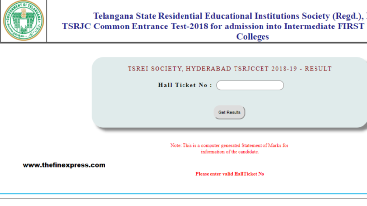 Telangana RJC CET Results, Rank Card released at tsrjdc.cgg.gov.in