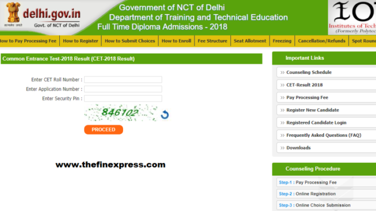 Delhi CET Polytechnic Results 2018 Download at cetdelhi.nic.in