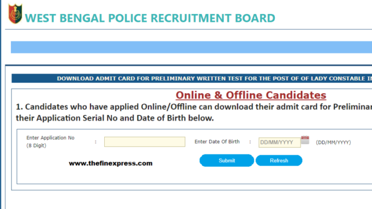 West Bengal Lady Constable Hall Ticket 2018 Download at policewb.gov.in