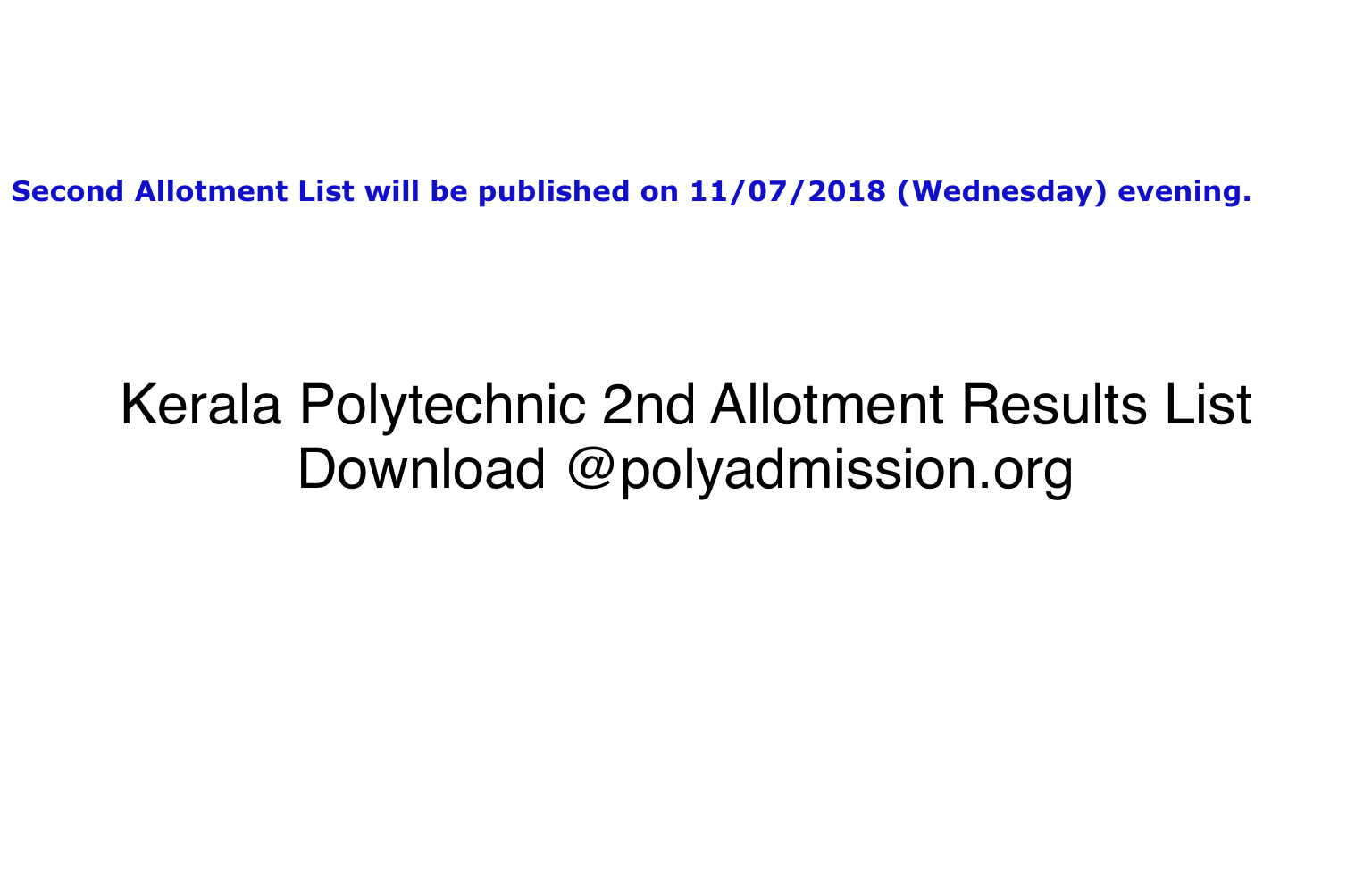 Kerala Polytechnic 2nd Allotment Results List Download @polyadmission.org