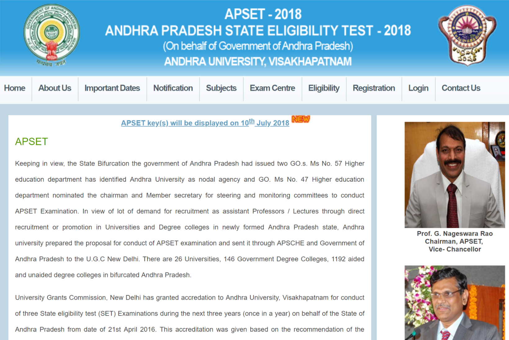 APSET 2018 Paper 1@2 Answer Keys released Subject wise
