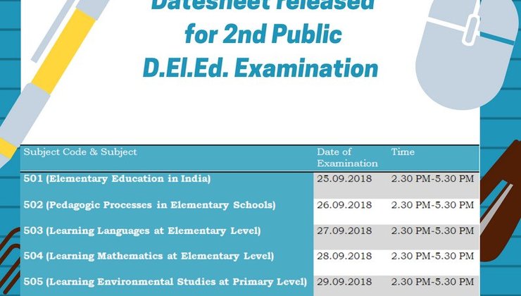 NIOS D.El.Ed 2nd Exam Time Table released
